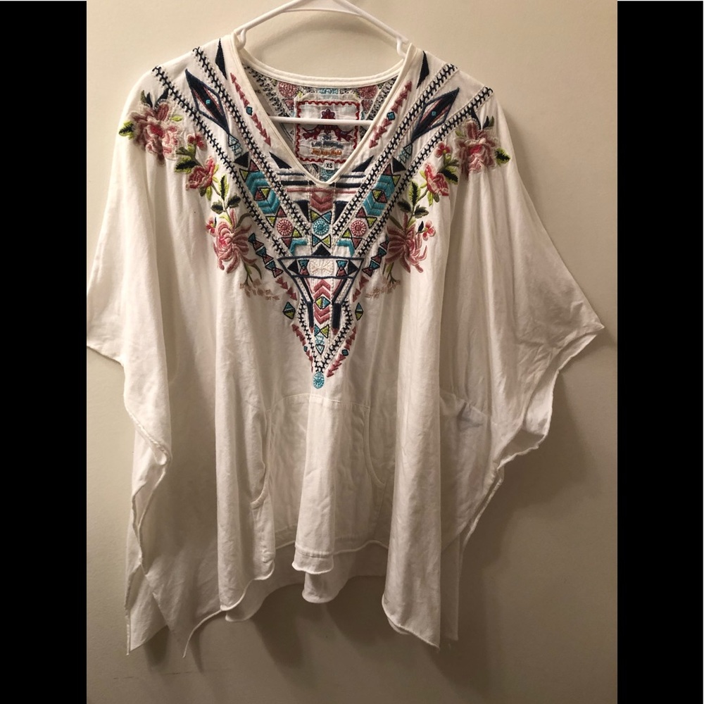Johnny Was JWLA Embroidered Drape Poncho XS OS oversized